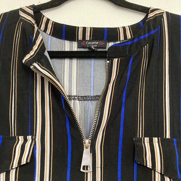Cocomo 3X Striped Half-Zip Tunic Blouse - Picture 2 of 3